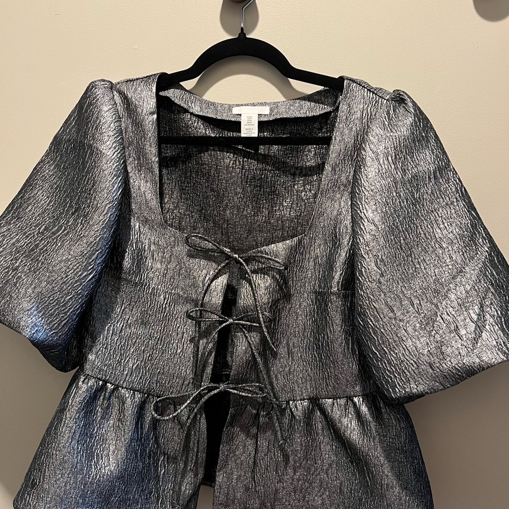 H&M Metallic Silver Blouse